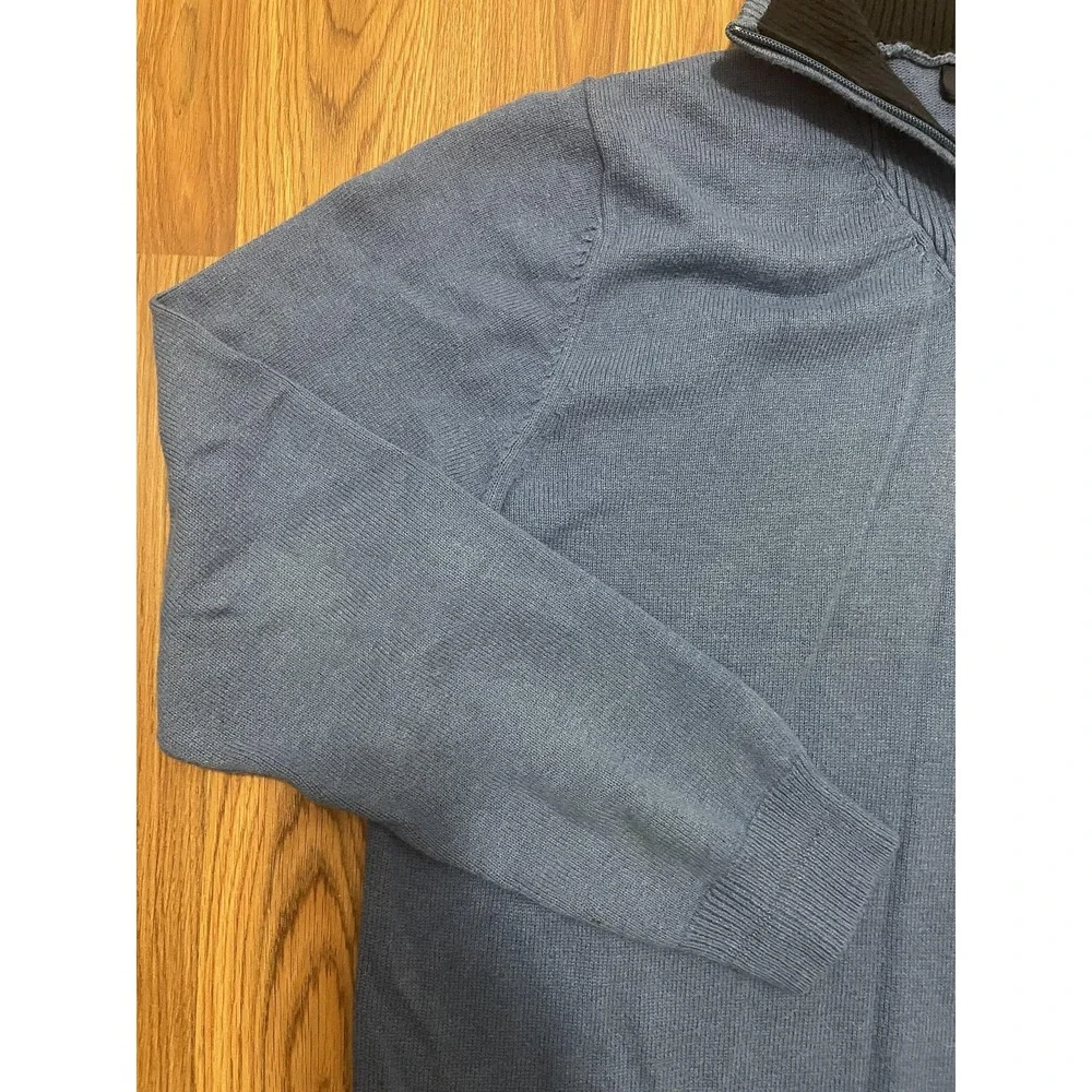 Brooks Brothers Sweater Mens Large Cashmere Blend 1/4 Zip Pullover Blue